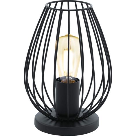 EGLO lampada da tavolo Newtown, lampada da tavolo vintage a uno punto luce, lampada da comodino in acciaio, nero, presa E27, interruttore incl (1/5)