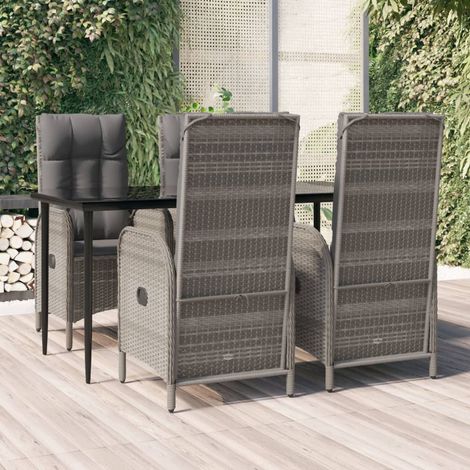 5 pcs Mobilier à dîner de jardin Ensemble table et chaise de jardin et coussins noir et gris RTITTK74574 (1/5)