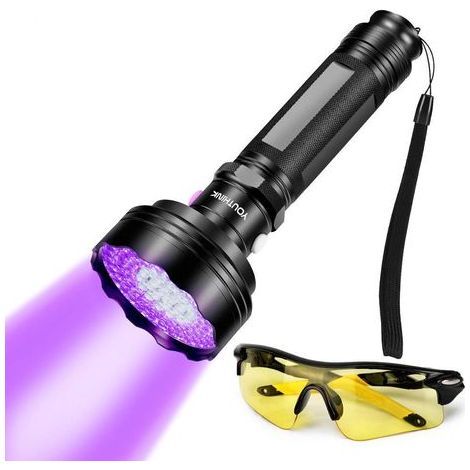 UV-Taschenlampe, Haustierurin-Detektor, LED-UV-Taschenlampe mit Schutzbrille, erkennt Urinflecken bei Hunden, Skorpionen und Katzen (1/5)