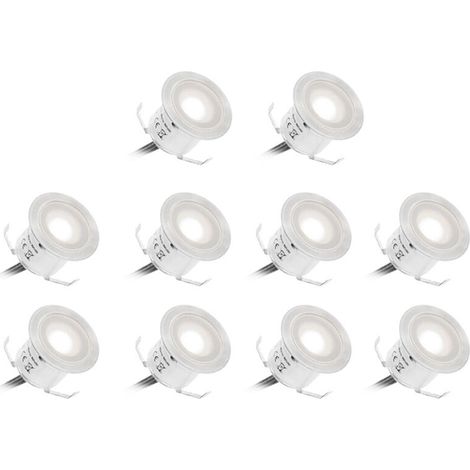 Projecteur etanche Ip67 Encastre a Led, 0.6W 500Lm, 32Mm, Blanc, 10Pcs (1/4)