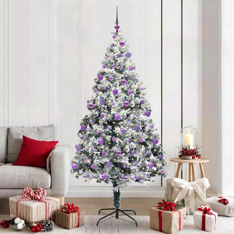 vidaXL Sapin de Noël artificiel Blanc 210 cm PVC, Acier et Plastique (1/5)