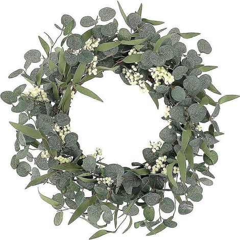 Couronne d'eucalyptus artificiel rustique, décoration de ferme pour une fête (1/5)