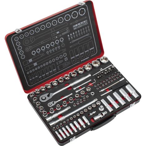 Sealey Metric Socket Set And Bit Set 1/4"" 1/2""D 108pc Single Hex Torx AK7926