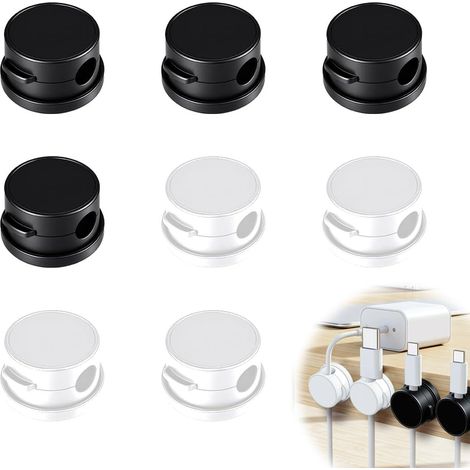 Lot de 8 Organisateurs Câbles Rotatifs Magnétiques, Base Tournante 360° pour Chargeur Téléphone, Bureau, Cuisine - Anti-Enchevêtrement avec Fermeture Sécurisée (1/5)