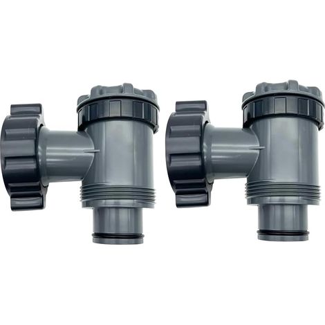 Vanne de entrée/sortie pour Compatible avec Coleman, Intex, Bestway, pompe de filtre de piscine hors sol, pièces de rechange de pompe de piscine, pour tuyau de 1-1/2 poucess(Lot de 2, B) (1/4)
