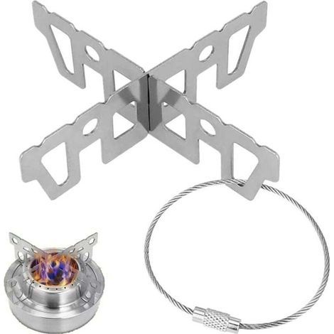 Soporte para ollas con forma de cruz de acero inoxidable: accesorio para hornillos de camping, hornillos de senderismo, hornillos de gas, hornillos de alcohol, cocinas al aire libre y picnics. (1/4)