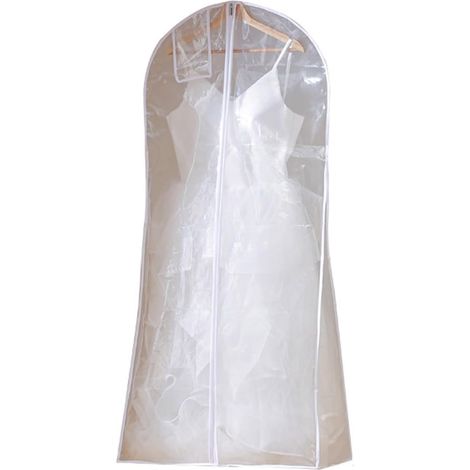 Housse de vêtement transparente à fond élargi avec fermeture éclair, sac à vêtements suspendu lavable et léger, idéal pour le stockage des robes de mariée, housse anti-poussière pour costumes et tenue (1/5)
