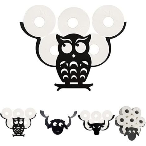 Porte-Rouleau de Papier Toilette Animal Porte-Papier Toilette Joli Animal Support Mural Chambre Porte-Rouleau de Toilette Cuisine Salle de Bain Accessoires chouette (1/4)