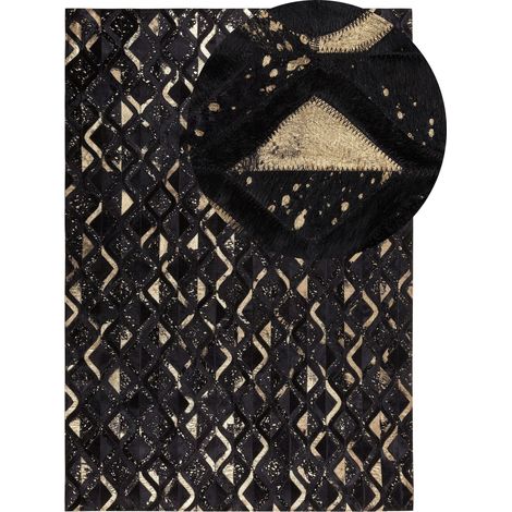 Rug DEVELI Black 140 x 200 cm Leather (1/5)