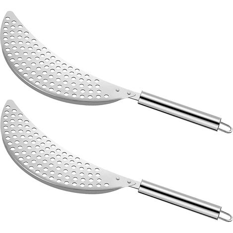 Lot de 2 passoires à pâtes en forme de croissant, en acier inoxydable, avec égouttoir manuel. (1/5)