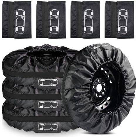 Lot de 4 sacs à pneus 19-23 pouces : sacs étanches à l'eau et à la poussière avec poignée de transport, housse de pneu pour le rangement, le transport, la protection solaire, le nettoyage (1/5)