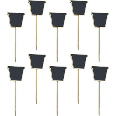 Lot de 10 étiquettes en bois, marqueurs pour tableau noir, étiquettes de jardinage décoratives, marque-poteaux de prix, noir, 2 (1/5)