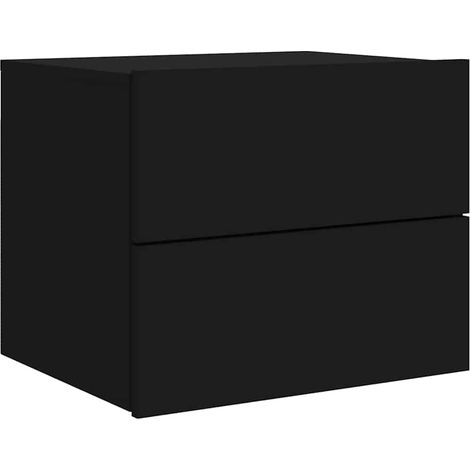 Vidaxl – Table de chevet murale avec lumières LED RVB – Bois d'ingénierie noir – Dimensions 50 x 39 x 41 cm – Design moderne et fonctionnel (1/5)