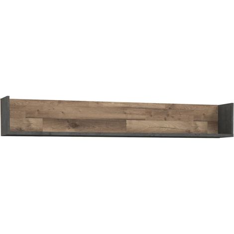 Etagère murale 170 cm décor bois recyclé et béton gris - APACHE (1/5)