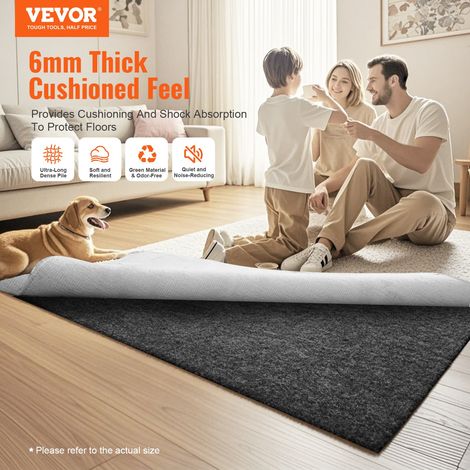 Sous-tapis Antidérapant, Coussin de Protection de Tapis, 63,5x240 cm, Épaisseur 6 mm, Double Surface, Feutre Polyester + Latex, Gri… (1/5)
