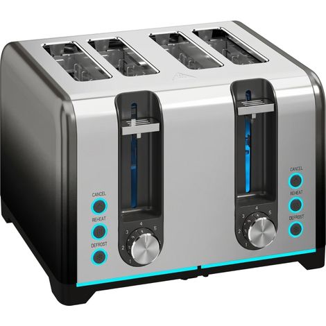 Grille-pain 4 tranches avec 7 niveaux de brunissage, fonctions réchauffage, décongélation et arrêt (1/5)