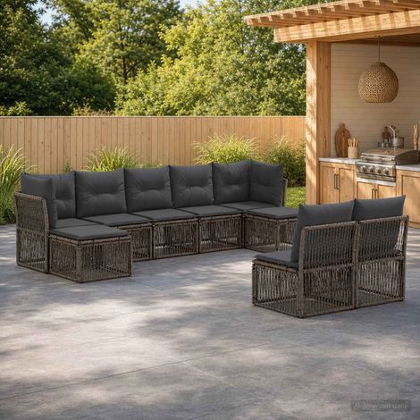 Set Divano da Giardino 9 pcs Grigio polyrattan vidaXL (1/5)