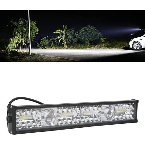 Bandeau lumineux LED bicolore (jaune et blanc) de 40 cm (16 pouces) avec barre horizontale centrale, 4 sections et 2 lentilles. Utilisable comme bande lumineuse pour voiture, lampe de travail, éclaira (1/5)