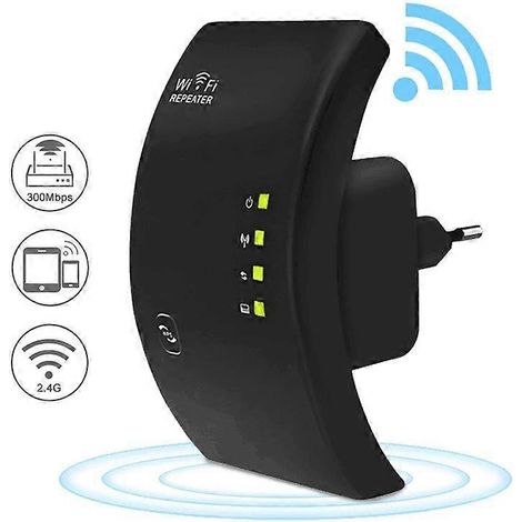 Répéteur Wi-Fi sans fil amplificateur Wi-Fi longue portée 300 m point d'accès Wi-Fi prise UE noir (1/5)