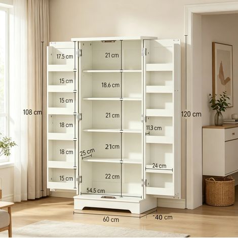 Hoher Küchenschrank Creme 60 x 40 x 120 cm aus MDF und Spanplatte (1/2)