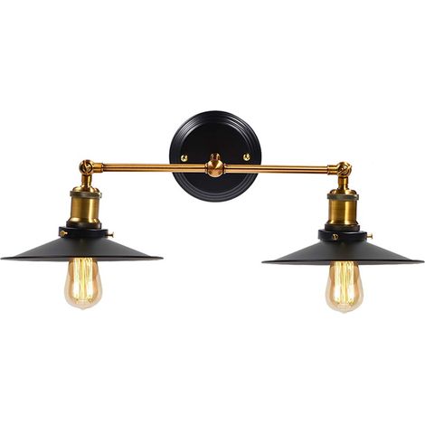 Lampe murale, applique murale, salle de bain, lampe vintage, 40 W, lumière industrielle style rétro, douille E27, coque extérieure noire (1/5)
