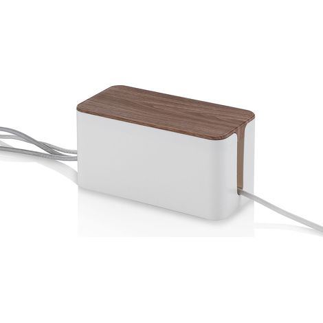 Scatola organizzacavi in ABS con coperchio effetto legno Earl - Bianco