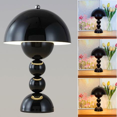 Lampe de table en métal, lampe de table champignon à intensité variable, lumière d'ambiance décorative, 3 températures de couleur, noir (1/5)