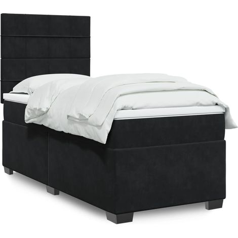 Boxspringbett mit Matratze Schwarz 90x200 cm Samt (1/5)