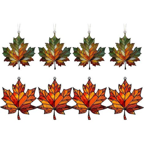 Décorations de feuilles d'automne, Vitraux suspendus, Décorations en forme de feuilles d'automne, Décorations de fêtes (1/5)