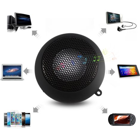 Mini haut-parleur portable de voyage 3,5 mm avec batterie intégrée pour téléphone portable, MP3 et PC (noir) (1/5)