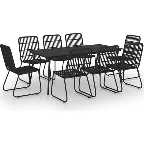 Maison Exclusive - 9-tlg. Garten-Essgruppe Poly Rattan und Glas