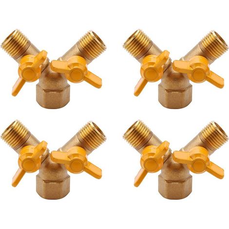 Adaptador de grifo de 2 vías (4 unidades), 1/2 pulgada, adaptador para grifo de jardín y divisor de manguera para exteriores.
