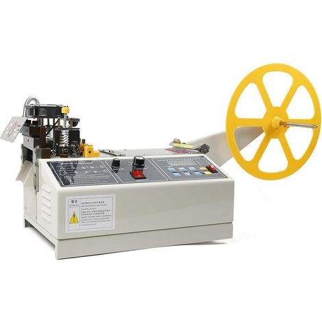 Automatische Gurtschneidemaschine, Gurtband Schneidemaschine, Digital Kalt- und Heißschneider Breite, Band Messer, 110mm Breite 280W, 350 ° C für Schneiden von Leder, Klebeband
