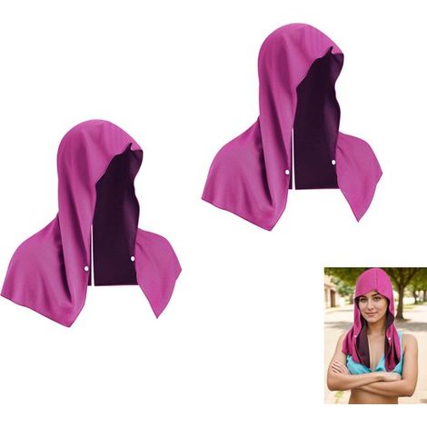Set di 2 asciugamani con cappuccio, asciugamano rinfrescante istantaneo per collo e viso, asciugamano per sport all'aria aperta e protezione solare, asciugatura rapida, per esterni, azzurro. (1/5)