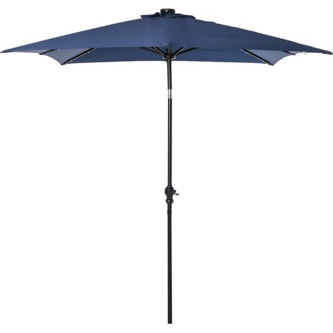 Outsunny Parasol de jardin Parasol droit 3 x 2 m lumineux rectangulaire inclinable avec LED solaire acier polyester haute densité bleu (1/5)