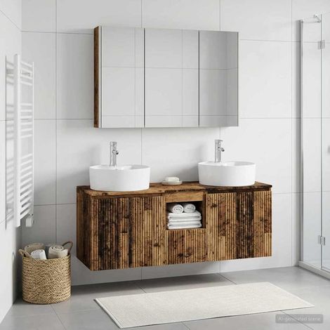 vidaXL Bathroom Cabinet Set 4 pcs Old Wood Engineered Wood (1/5)