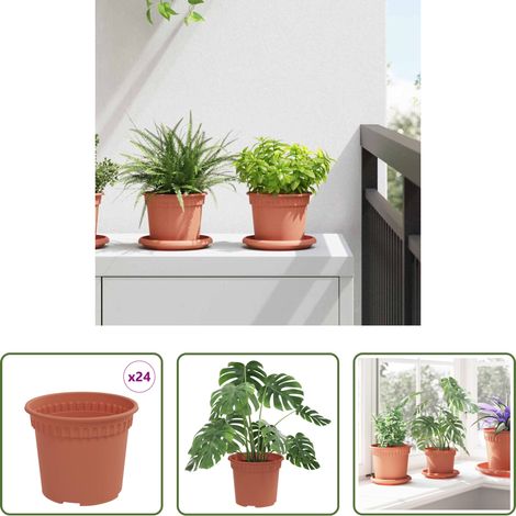 Ziegelrot - Runder Blumentopf 24 pcs Ziegelrot Ø 12,5 x 10 cm Kunststoff (1/5)
