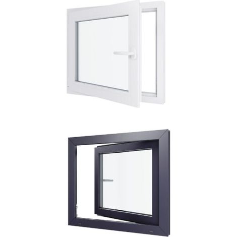Finestra in PVC - Triplo vetro - Bicolore - Bianco e grigio - 800 mmx800 mm cm