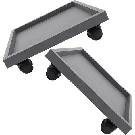 Lot de 2 Supports Carrés pour Pots de Fleurs 290 Mm en Faux Ciment avec Plateau de Drainage et roulettes, Chariot Mobile pour Jardin Intérieur et Extérieur, Protection (1/5)
