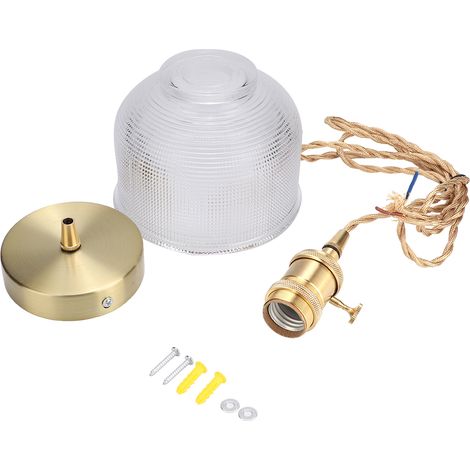 Ortviai Suspension rétro en verre et laiton – Modèle D, hauteur réglable 1,5 m, douille E27, pour restaurant ou café
