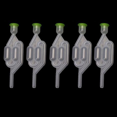 Lot de 5 verrous de fermentation en plastique à double bulle, type S, pour la fermentation du vin et de la bière, en verre, avec fermenteur Lady Jeanne.-AquaForge