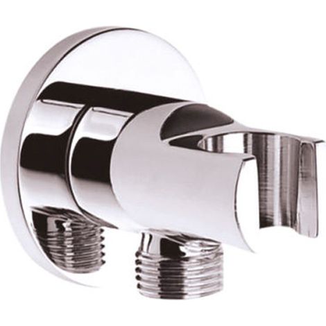 Wandanschlussbogen mit Brausehalter und Schlauchanschluss verchromt 1/2“ x 1/2" Wandanschlussbogen mit Brausehalter und Schlauchanschluss Messing verchromt 1/2" x 1/2"