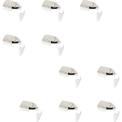 Emuca Lotto di 10 Chiusure a cricchetto Fast Latch, Acciaio e Tecnoplastica, Bianco
