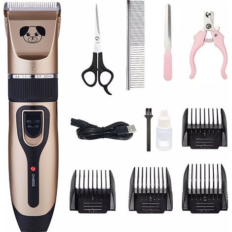 Tondeuse pour chien rechargeable standard + ciseaux + peigne + lime + coupe-ongles-AquaForge (1/5)