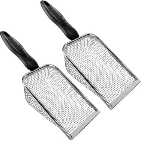 Lot de 2 tamis de jardinage en maille, pelle à compost pour reptiles avec poignée, tamis à dents de requin, tamis de compost, tamis de jardin, pelle de rempotage pour cour, sable, roches, terre (1/5)