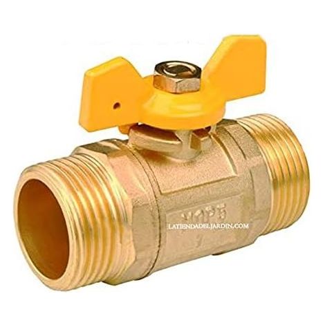 Vanne à sphère papillon gaz en laiton 1/2'' - 20mm. Vanne à ailettes approuvée par GAZ, PN5