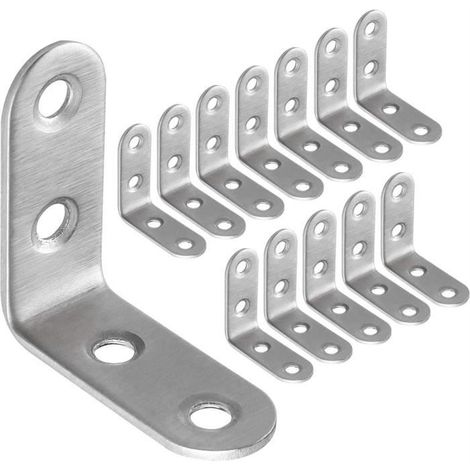 50pcs Équerre de Fixation Inox 40x40mm, Renforts d'Angle pour la Fixation et la Réparation de Meubles, Renforcer les Joints, Argent (1/4)