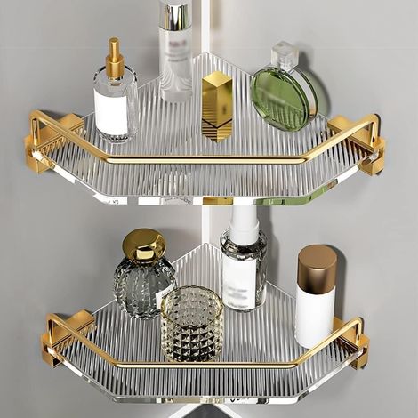 Goldene Duschablage, Acryl-Wandhalterung, großes Fassungsvermögen, kein Bohren erforderlich, Halter für Gewürzflaschen
