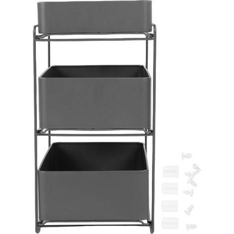 Organisateur sous évier à 3 niveaux, armoire de salle de bain extractible en acier, gain de place, pour articles de toilette, cosmétiques, ustensiles de cuisine (1/5)