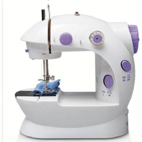 Mini Machine à coudre électrique - Garment - Surjeteuse - Violet et Blanc - Points Droit - Enfileur Simplifié (1/3)